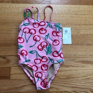 Old Navy NWT Cherry Print Pink Kids Swimsuit